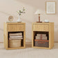 Nightstand with Drawer and Open Shelf, Modern Bedside Table Set of 2 for Bedroom Living Room, Oak