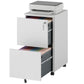 Vertical Steel Filing Cabinet on Wheels, 2-Drawer Lockable File Cabinet with Adjustable Hanging Bar for A4, Legal and Letter Size, White
