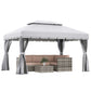 13' x 10' Outdoor Patio Gazebo Canopy with 2-Tier Polyester Roof, Vented Mesh Sidewalls and Strong Aluminum Frame for Backyard and Garden, Grey