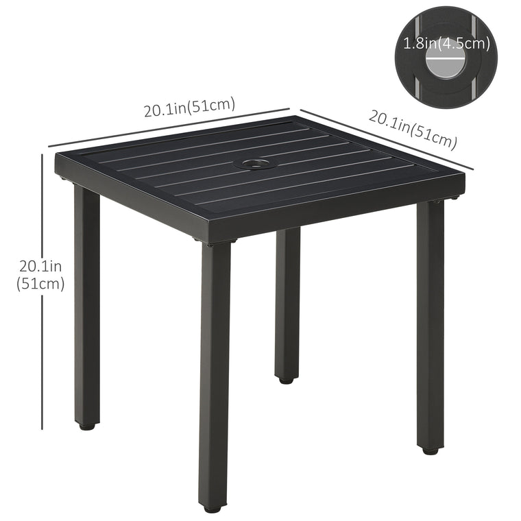 Steel Frame Side Table with Umbrella Hole