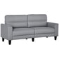 3-Seater Sofa, Mid-Century Linen Couch with Upholstered Seat, Button-Tufted Back Cushion and Rubber Wood Legs for Living Room, Bedroom, Gray