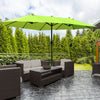 15ft Double-sided Patio Umbrella with Twin Canopy, Extra Large Outdoor Parasol with Crank for Pool, Deck, Market, Green