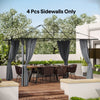 Gazebo Curtains, 10' x 12' Universal Replacement Privacy Curtain, 4-Panels Sidewall with Hooks/C-Rings, Dark Grey