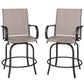 Outdoor Bar Stools Set of 2, 360° Swivel Bar Height Chairs, 26.8" x 29.5" x 48.4", Tan