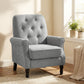 Accent Chair, Mid-Century Modern Armchair with Thick Padded Seat, Spring Cushion, Solid Wood Legs, Grey