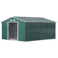 11' x 13' Practical Backyard Garden Storage Tool Shed with Double Sliding Door Garden Tool Shed with 4 Ventilation Slots, Green