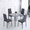 Modern Dining Chairs Set of 4, Upholstered Linen Fabric Kitchen Chairs with Channel Tufting and Metal Legs for Living Room, Dining Room, Bedroom, Grey