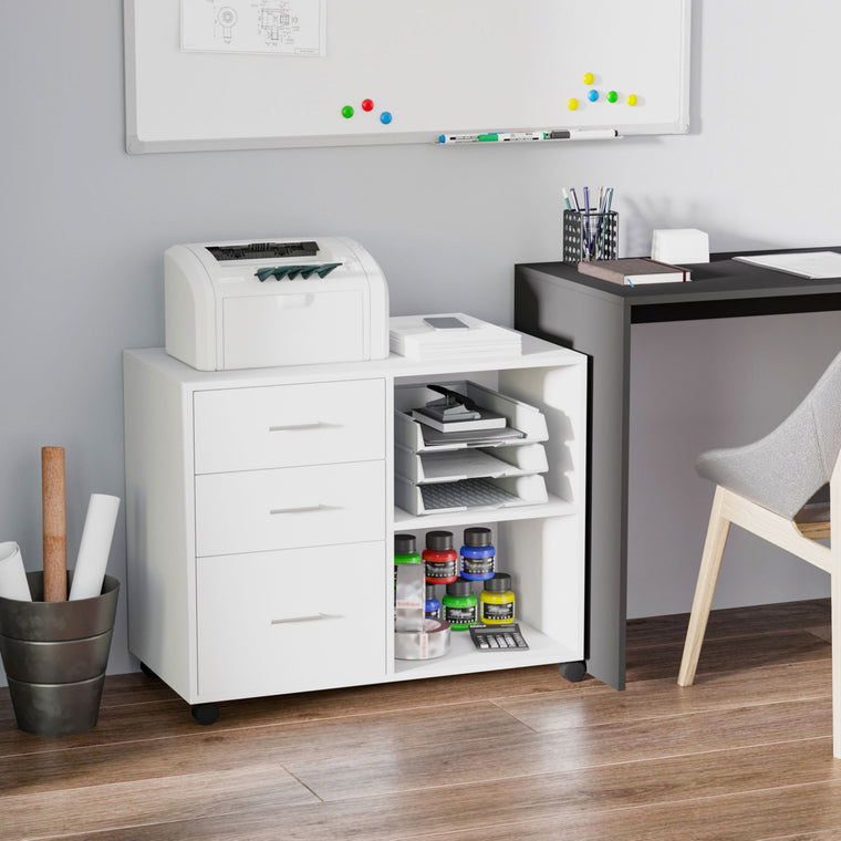 3-Drawer Lateral Filing Cabinet on Wheels