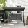 3 Seater Outdoor Swing Chair with Canopy, Metal Porch Swing Bench for Patio, Garden, Backyard, Lawn, Dark Grey