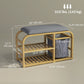 Bamboo Shoe Storage Bench with Cushion - Natural Wood