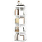 360° Rotating Bookcase, 4 Tier Bookshelf with 16 Cubbies for Small Space, Living Room, Bedroom, Study, White Wood Grain