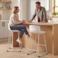 Modern Bar Stools Set of 2, PU Leather Barstools, Counter Height Kitchen Chairs for Breakfast Bars, Dining Room, White
