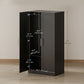 Wardrobe Cabinet with 2 Doors and Hanging Rod, Modern Armoire Wardrobe Closet for Bedroom, Black Wood Effect
