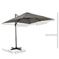 8' x 8' Square Patio Hanging Offset Umbrella with 360° Rotation, Aluminum Outdoor Cantilever Market Parasol, Light Grey