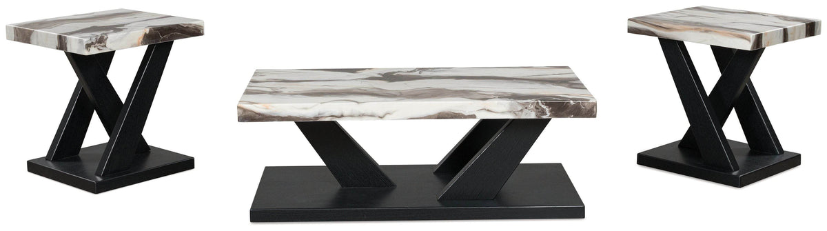 Cendill - Dark Brown / White / Black - Occasional Table Set (Set of 3) - Forward Furniture