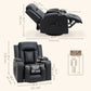 Swivel Massage Recliner Rocker with Cup Holders - Black