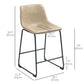 Counter Height Bar Stools Set of 2 with Footrest - Beige