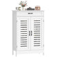 Shoe Cabinet with Louvered Doors, Modern Shoe Storage Cabinet with Drawer and Adjustable Shelves, White