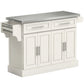 Rolling Kitchen Island with Stainless Steel Top - Cream