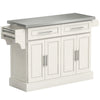 Rolling Kitchen Island with Stainless Steel Top - Cream