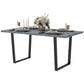 63" Kitchen Table, Industrial Dining Table with Wave-edged Tabletop and Steel Legs for Up to 6 People, Cement Grey