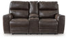 Crossplex - Power Reclining Loveseat / Console / Adjustable Headrest - Smoke