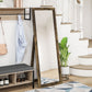 58" x 20" Floor Standing Mirror, Full Body Mirror for Bedroom, Living Room, Rustic Brown