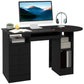 Computer Desk with Storage, Home Office Laptop Table with Shelves and Drawers, Modern Workstation Desk with Keyboard Tray for Study, Living Room, Black