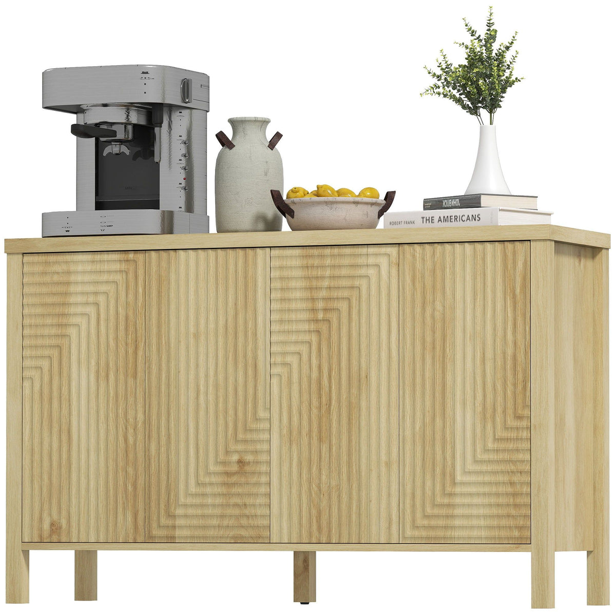 47" Fluted Buffet Sideboard with 4 Doors - Natural