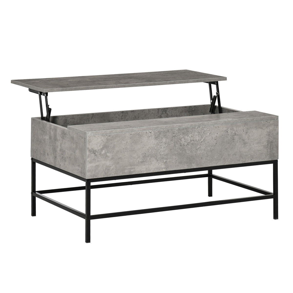 Lift-Top Coffee Table with Hidden Storage - Grey