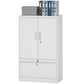 Lateral Filing Cabinet, Metal Storage Cabinet, Garage Cabinet with Double Locks, Adjustable Shelf and File Drawer, White