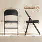 Set of 2 Metal Foldable Chairs, Linen Fabric Padded Folding Chairs with Cushion Seat and Open Back for Indoor, Black