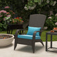 Patio Wicker Adirondack Chair, Outdoor Rattan Muskoka Chair with Cushions for Patio, Garden, Backyard Dark Blue