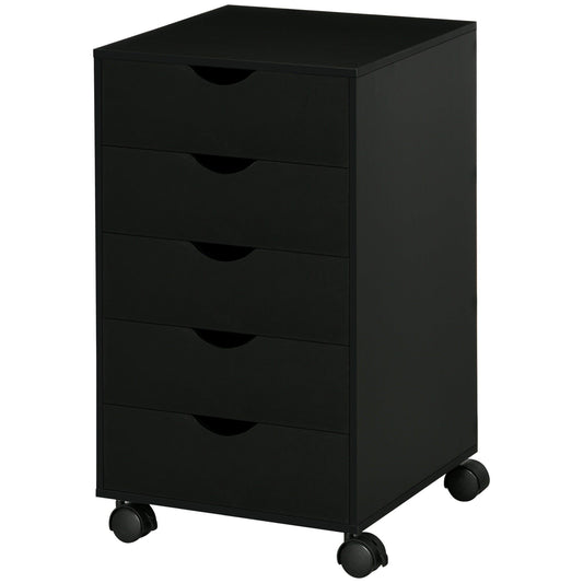 5-Drawer Mobile Filing Cabinet - Black