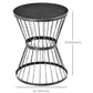 16" Steel Patio Side Table, Garden End Table with Hourglass Design, Accent Table for Outdoor and Indoor Use, Black