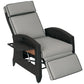 Wicker Recliner Chair with Adjustable Backrest and Footrest, Washable Cushion, Side Tray, Light Grey