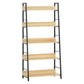 Modern Bookshelf Storage with 5-Tier Wide Shelving, Metal Frame, Wooden Bookcase for Living Room Library Home Furniture, Oak