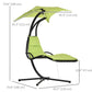 Outdoor Hammock Chair with Stand, Floating Chaise Lounge Chair with Soft Padded Cushion, Hanging Hammock Swing Reclining Seat with Canopy Umbrella, Green