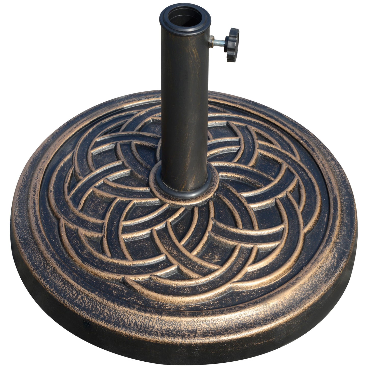 25 lb Heavy Duty Patio Umbrella Base, Round Market Umbrella Stand for Outdoor, Deck, Backyard, Garden, Bronze