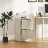 2 Drawer Filing Cabinet with Lock, Boho File Cabinet for A4 Letter Size Files with Decorative Rattan Accents, Oak