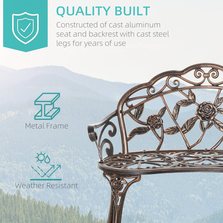 Bronze Cast Aluminum 40" Garden Loveseat Bench