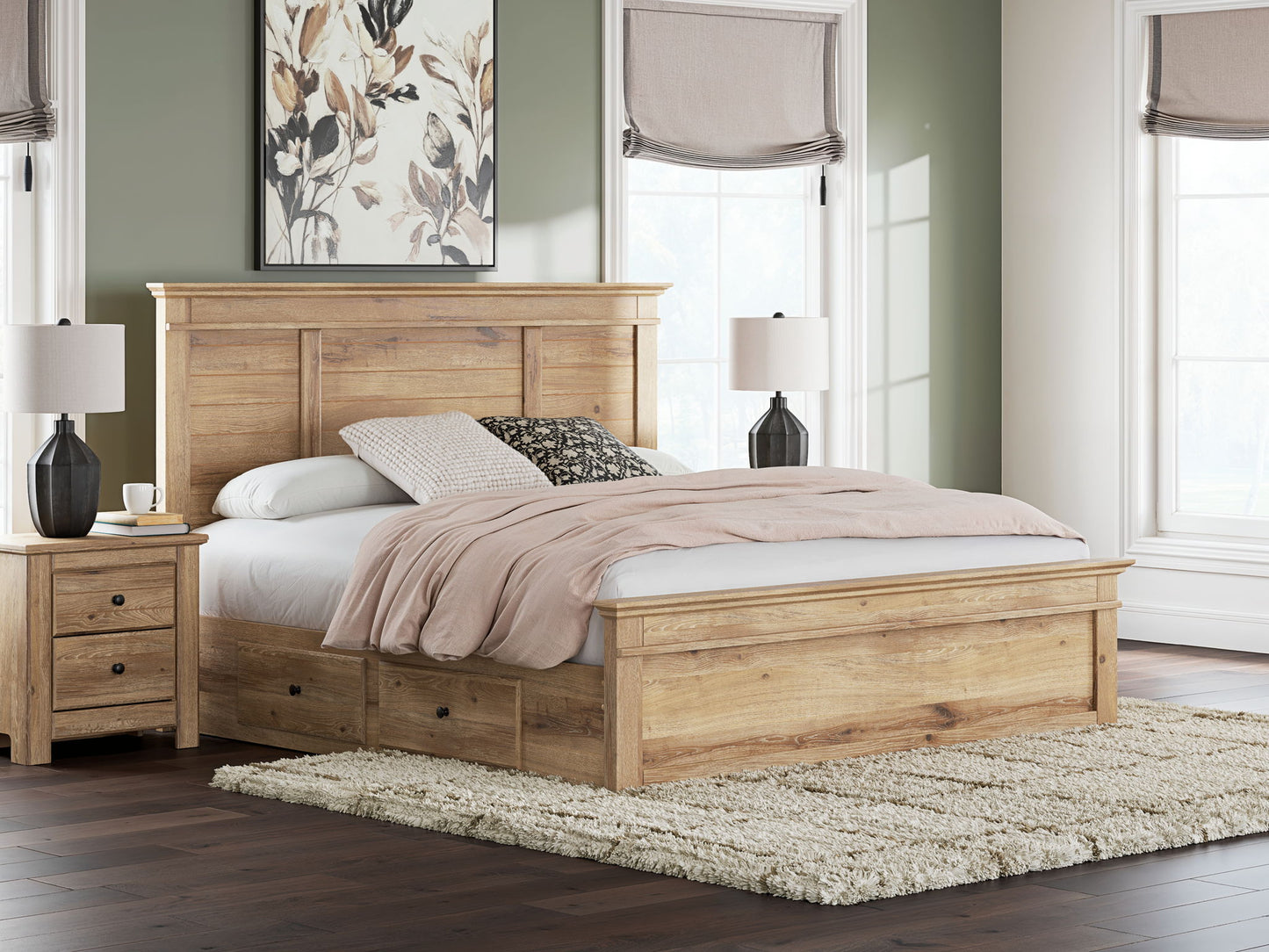 Makidern - Panel Storage Bed With Under Bed Storage Unit