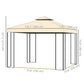 10'x10' Soft-top Steel Patio Gazebo Outdoor Sun Shelter with 2-Tier Polyester Roof, Curtain Sidewalls, Beige
