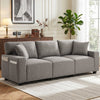 3 Seater Sofa with Storage Pockets, Modern Upholstered Couch with Pocket Springs, Grey