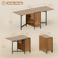 Multi-use Foldable Table with Hideaway Shelves, Drop Leaf Table for Kitchen, Dining, Study and Office, Brown