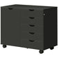 Lateral Filing Cabinet, 5-Drawers File Cabinet with Door and Adjustable Shelf, Mobile Office Storage Cabinet on Wheels, Printer Stand for Home Office, Black