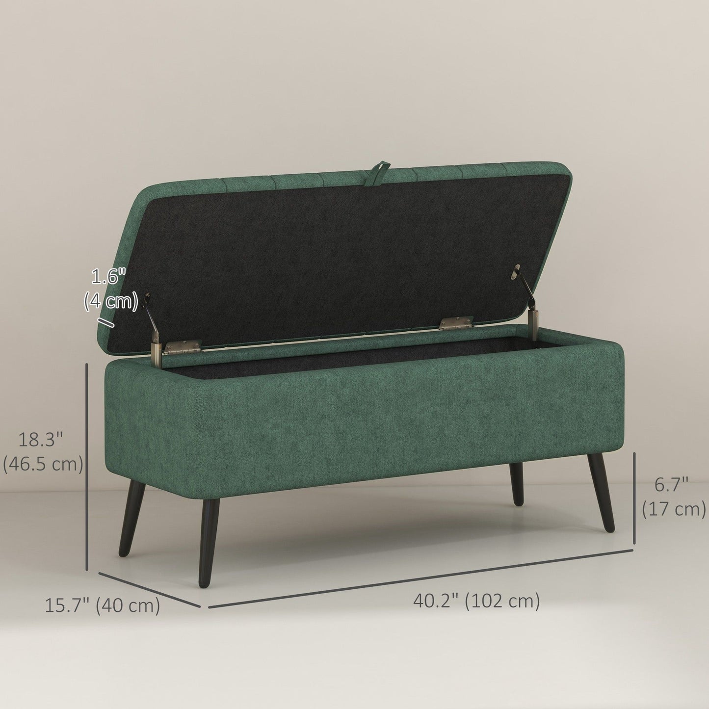 40" Linen Storage Ottoman Bench - Dark Green