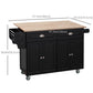 Rolling Kitchen Island with Drop Leaf - Black