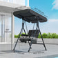 1-Seat Outdoor Porch Swing Patio Swing with Adjustable Canopy, Removable Seat and Back Cushion for Garden, Poolside