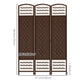 3 Panel Folding Room Divider, Portable Privacy Screen, Wave Fiber Room Partition for Home Office, Brown